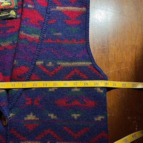 Vintage 100% Wool Knit Southwestern Blanket Vest Womens S - M Aztec Western 90s - Picture 7 of 8